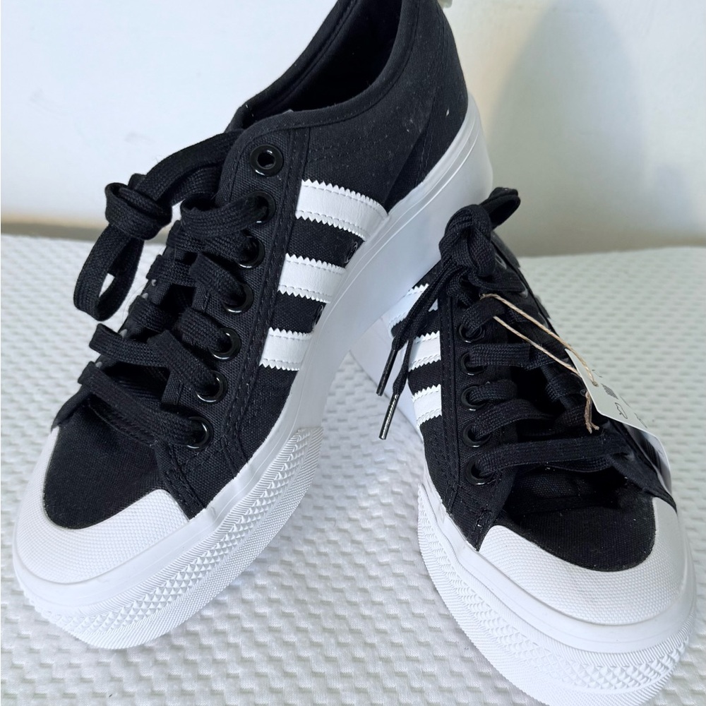 adidas Black and White Platform Sneakers